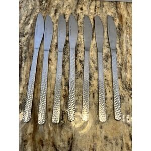 Tomodachi Hampton Forge ELLA Hammered Pattern Lot of 7 18/10 Stainless Knife